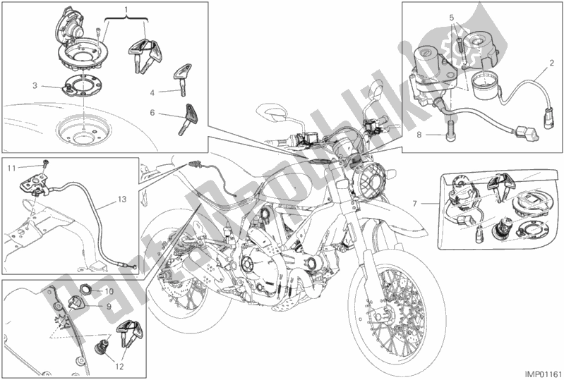 Alle onderdelen voor de 13e - Elektrische Apparaten van de Ducati Scrambler Desert Sled USA 803 2020